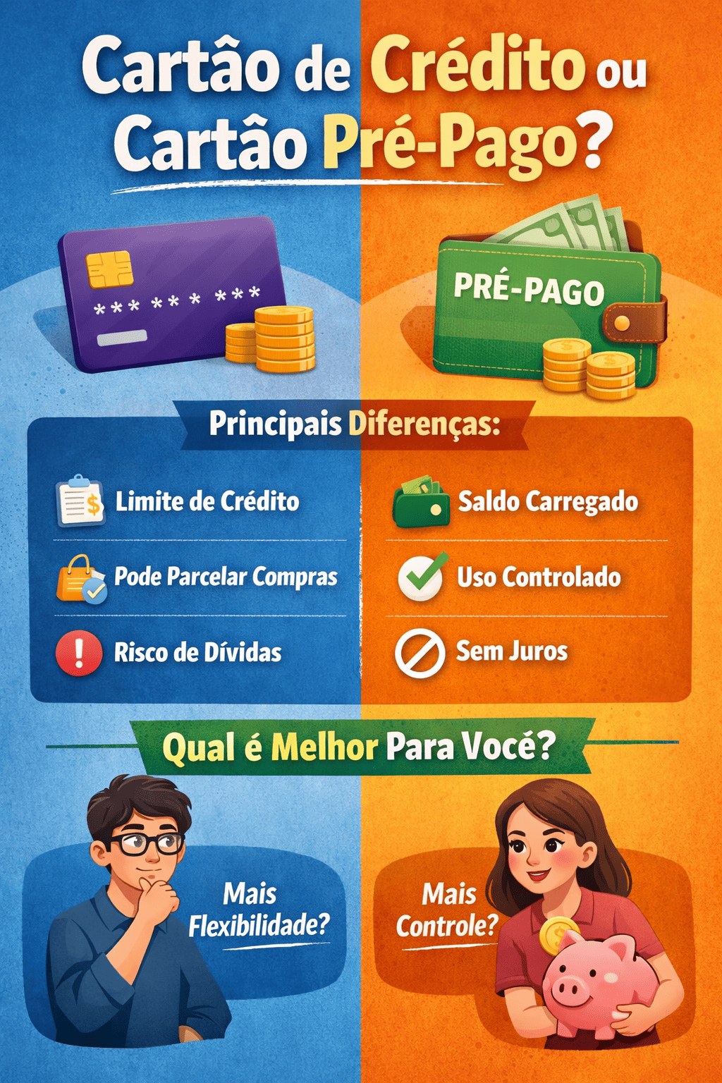 Diferença entre cartão de crédito e cartão pré-pago